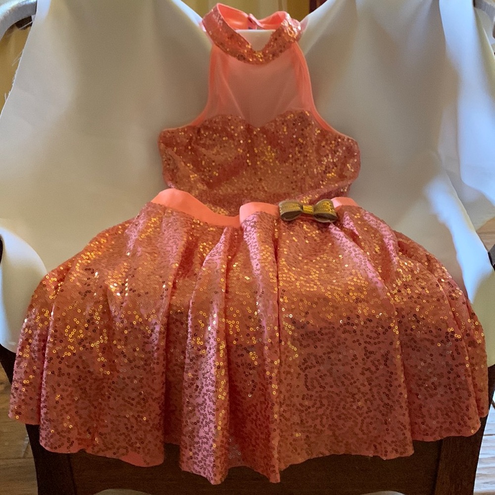 Dance recital dress orange worn once like new extra small children’s